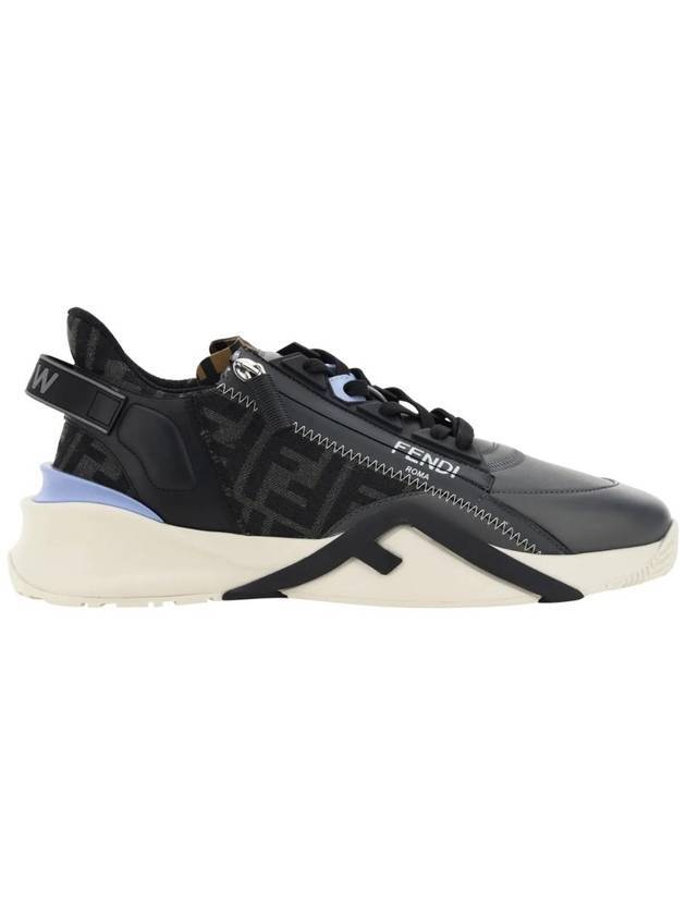 Luxury Fendi Flow FF Jacquard Leather Running Low Top Sneakers Grey