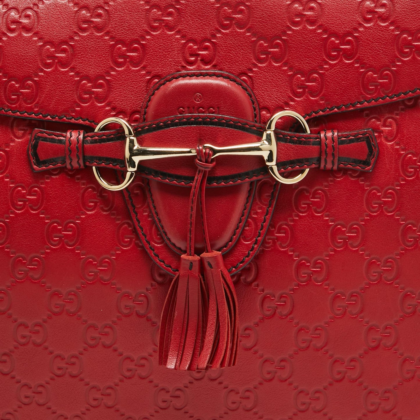 Luxury Gucci Trending 2025 Red Luxury Gucci Trending 2025ssima Leather Large Emily Shoulder Bag..