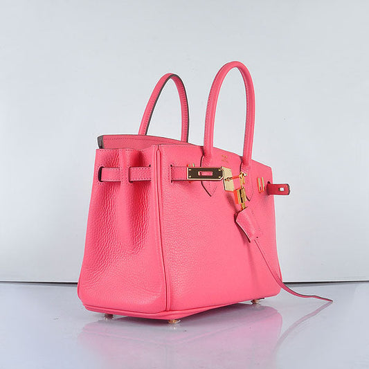 Luxury Hermes Birkin 30cm Togo Leather Handbags Lip Pink Golden