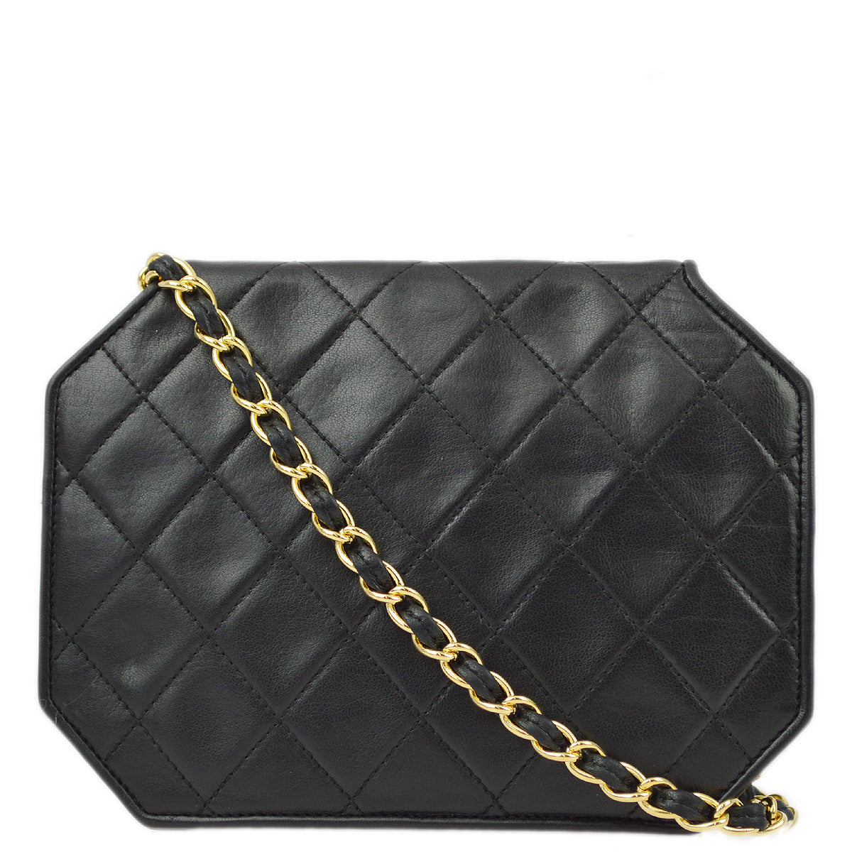 Luxury Chanel Black Lambskin Octagon Chain Shoulder Bag