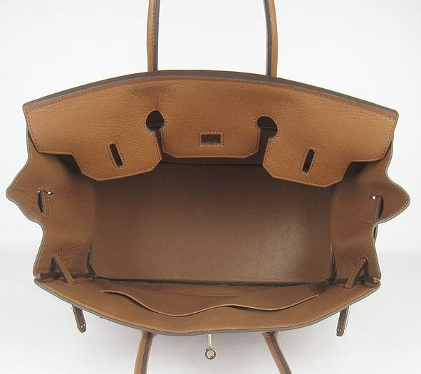 Luxury Hermes Birkin 35cm Togo Leather Handbags Light Coffee Golden