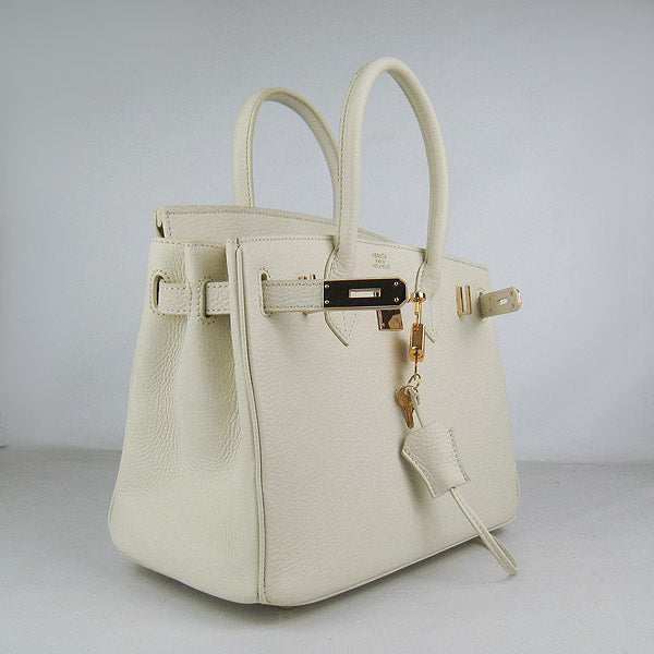 Luxury Hermes Birkin 30cm Togo Leather Handbags Beige Golden