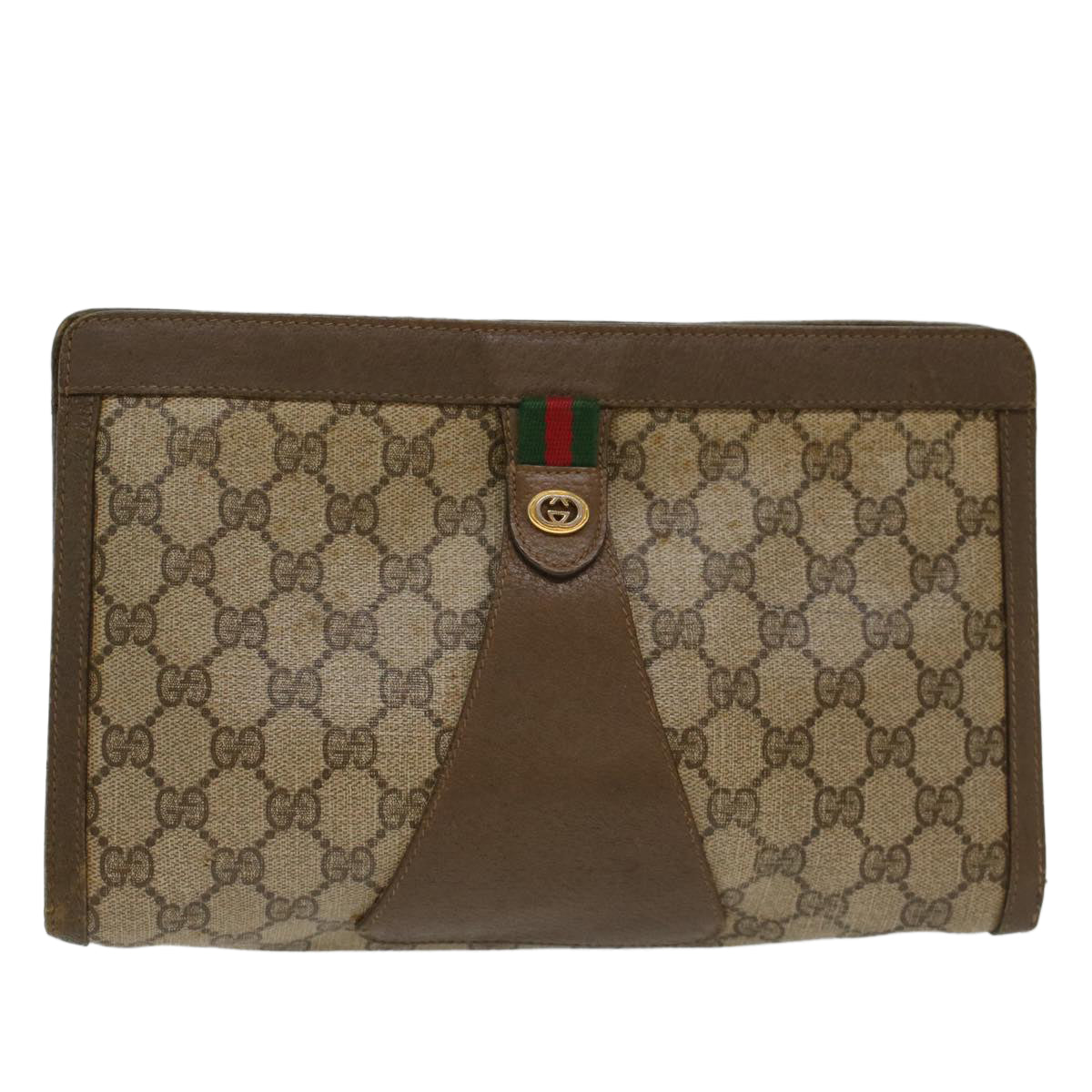 Luxury Gucci Trending 2025 GG Canvas Web Sherry Line Clutch Bag Beige Red