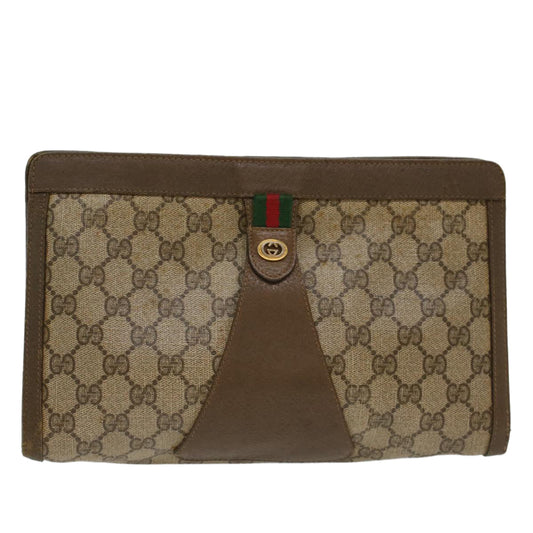 Luxury Gucci Trending 2025 GG Canvas Web Sherry Line Clutch Bag Beige Red