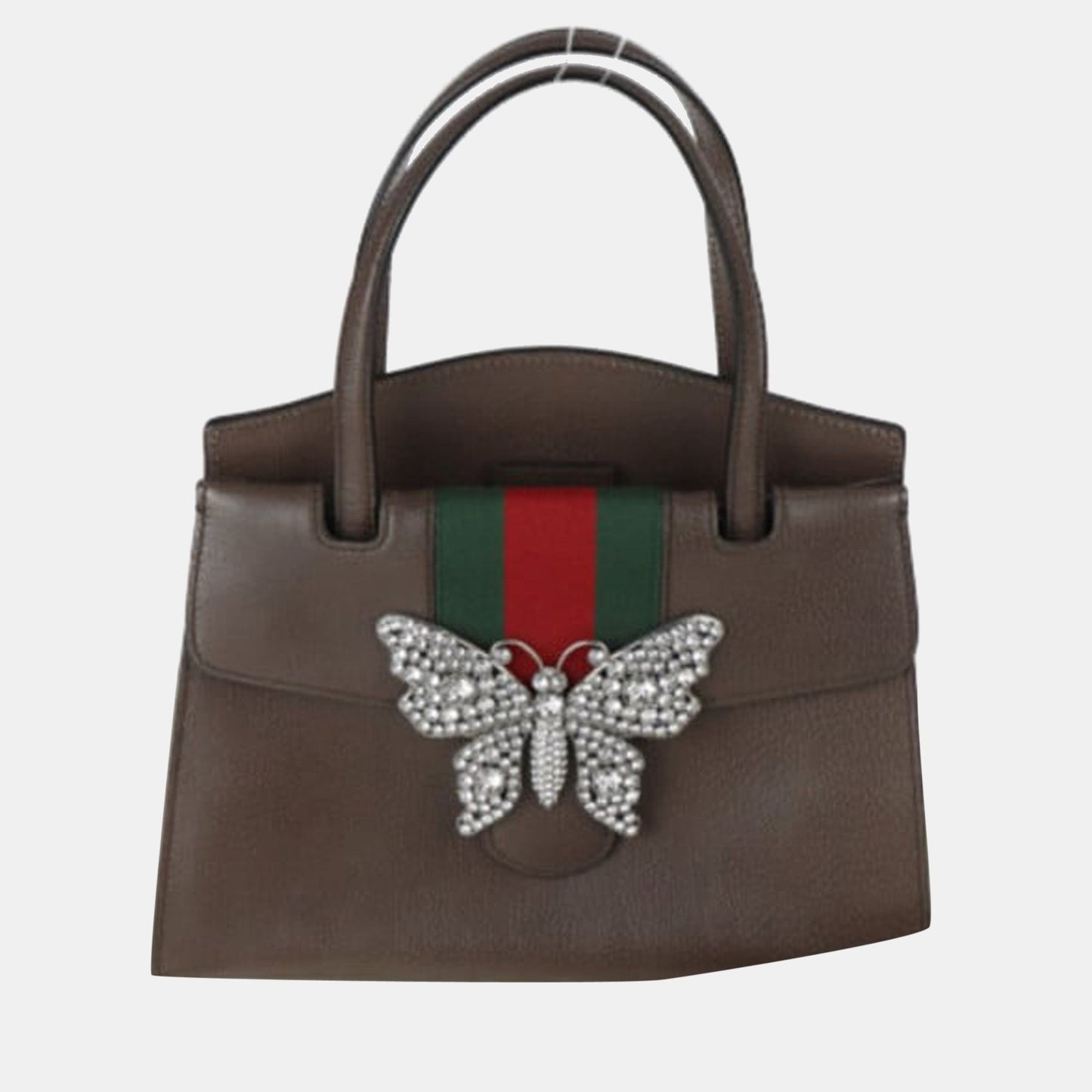 Luxury Gucci Trending 2025 Brown Leather Butterfly Medium Linea Totem Tote Bag