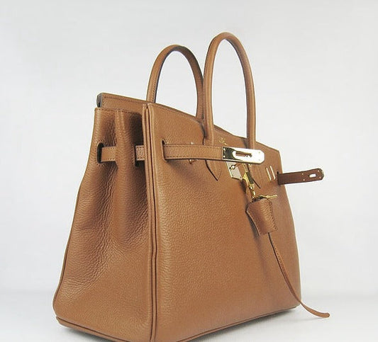 Luxury Hermes Birkin 35cm Togo Leather Handbags Light Coffee Golden