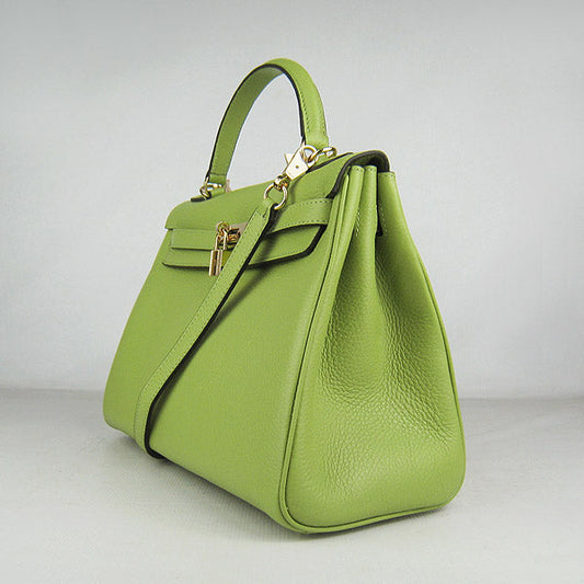 Luxury Hermes Kelly 32cm Togo Leather Handbag 6108 Green Golden
