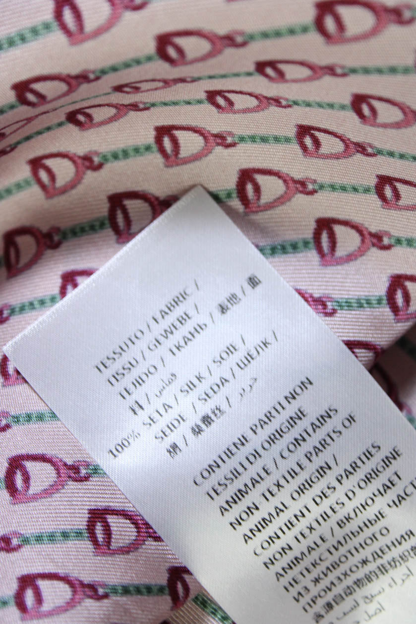 Gucci Womens Silk Striped Abstract Collared Buttoned Blouse Pink