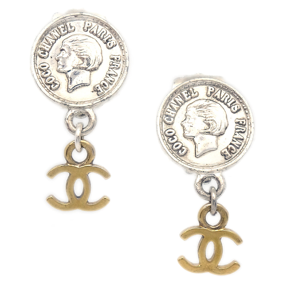 Luxury Chanel 1997 Medallion Dangle Earrings Clip-On