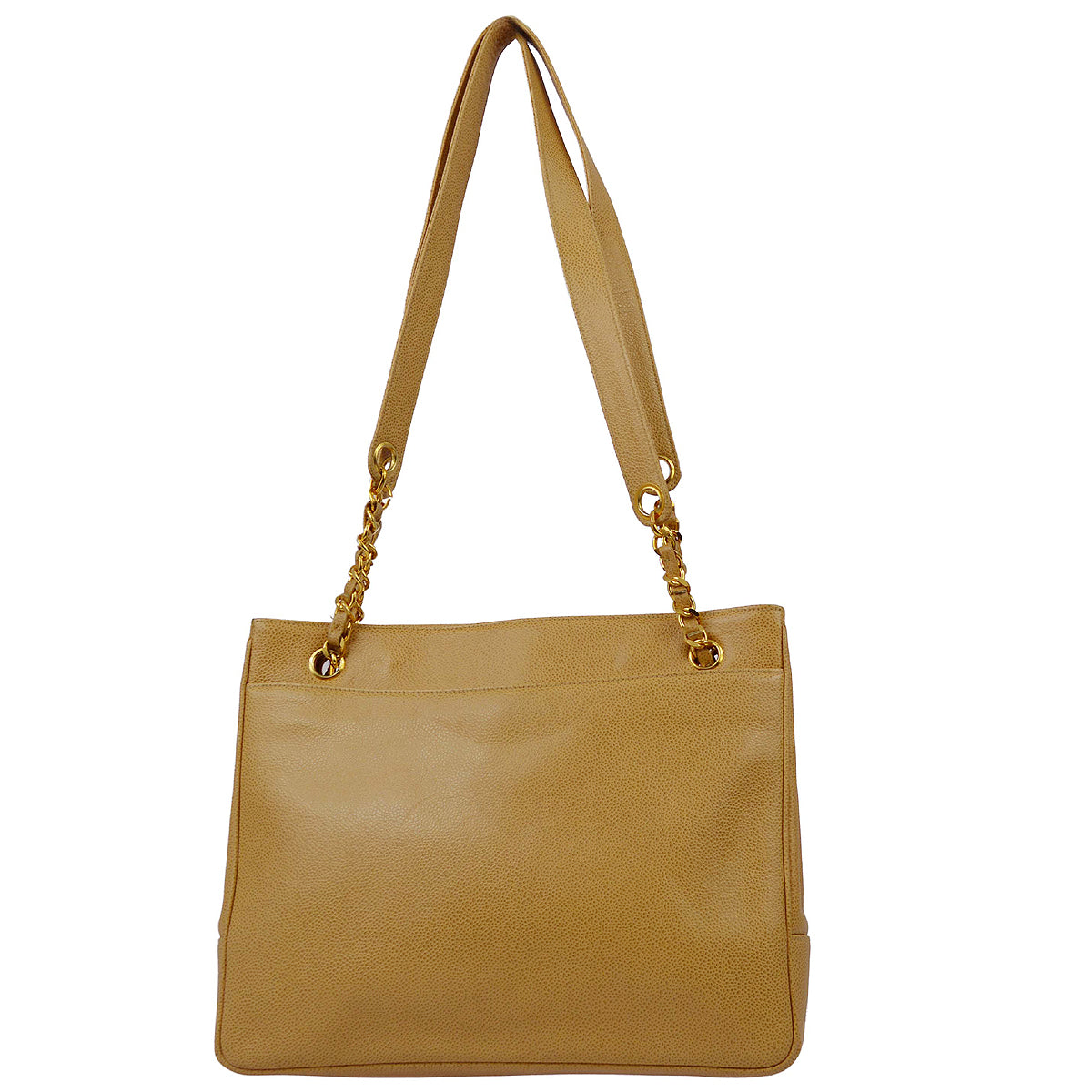 Luxury Chanel 1991-1994 Beige Caviar Chain Shoulder Tote Bag
