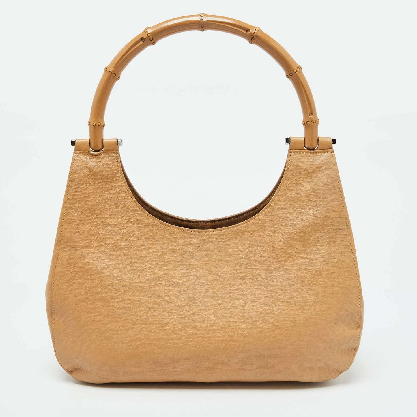 Luxury Gucci Trending 2025 Beige Leather Bamboo Handle Hobo