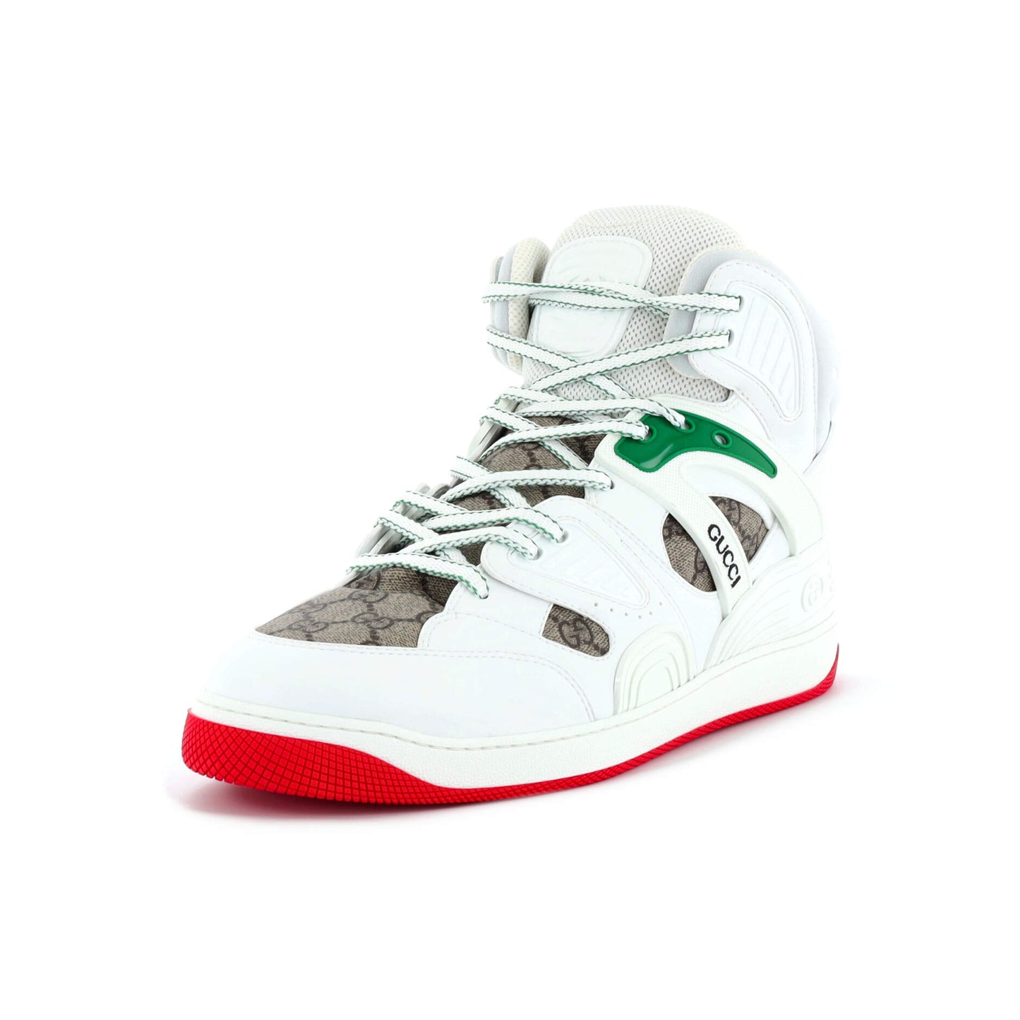 Men's Gucci Basket High-Top Sneakers GG Coated Canvas and Demetra