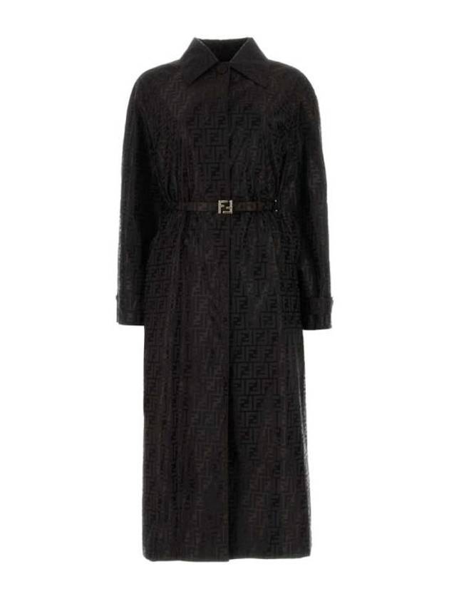 Luxury Fendi Cotton Blend Trench Coat Black