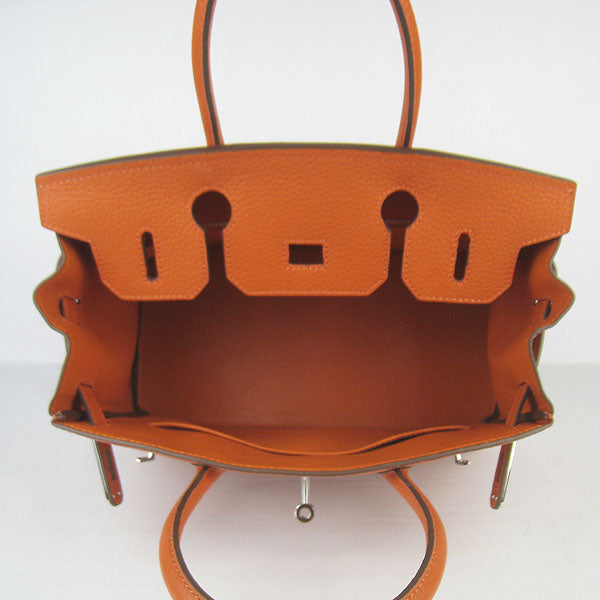 Luxury Hermes Birkin 30cm Togo Leather Handbags Orange Silver