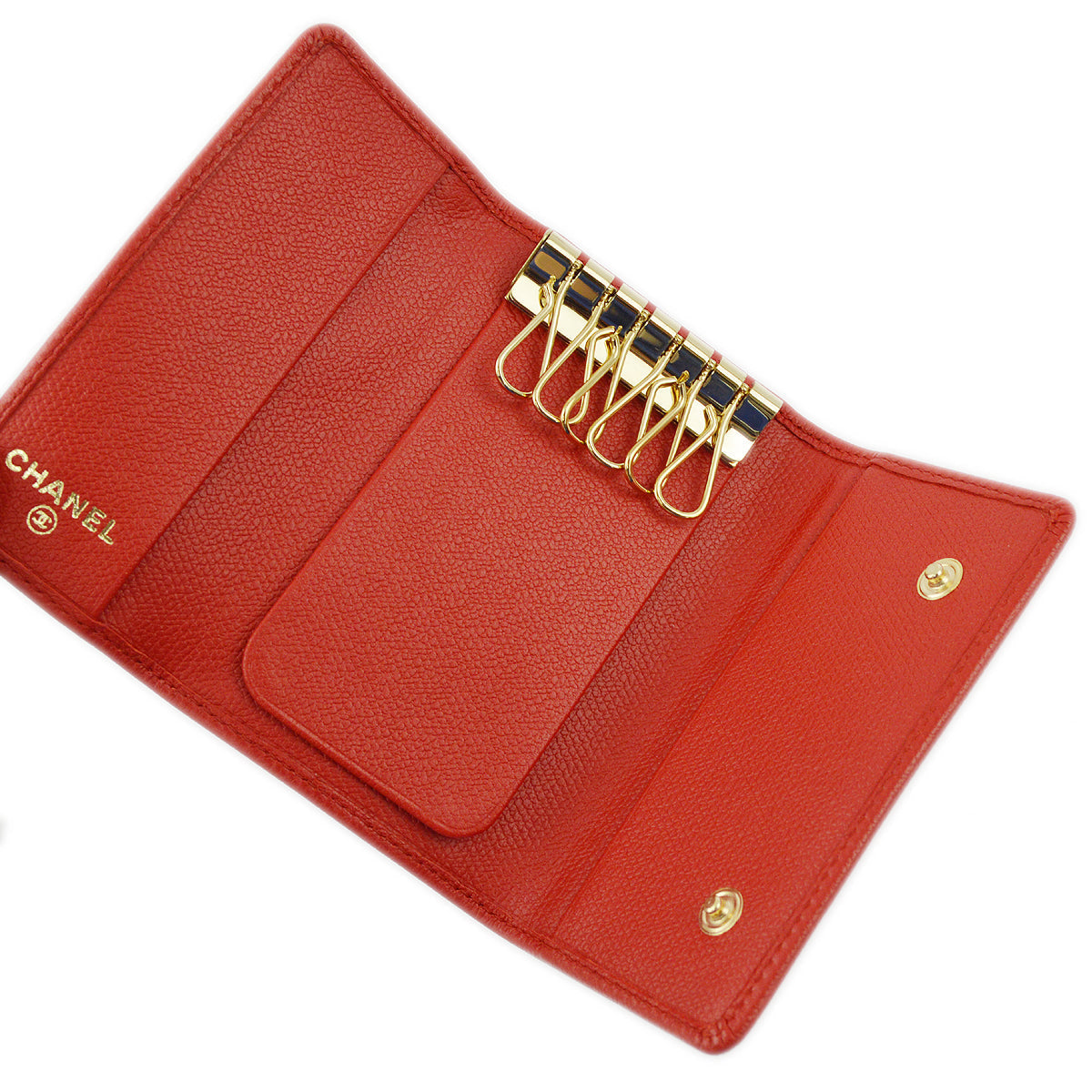Chanel Red Caviar Six Hook Key Case Small New