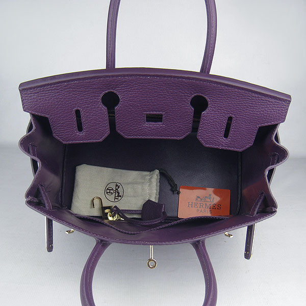 Luxury Hermes Birkin 30cm Togo leather Handbags purple golden
