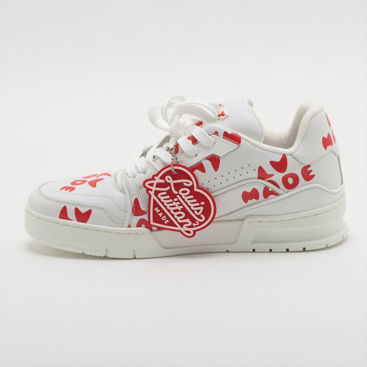 Louis Vuitton  NIGO LV Trainer Line 21 years Leather × Fabric Snickers 4 Unisex Red × White FD0291 LV Logo