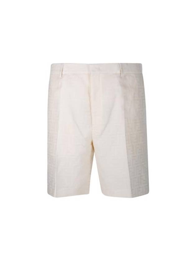 Luxury Fendi Bermuda FF Cotton Shorts White