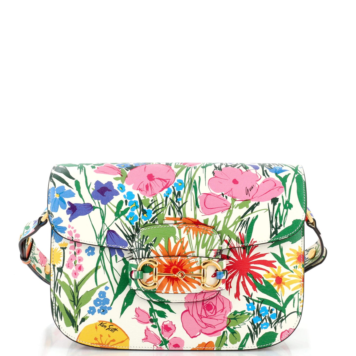 Luxury Gucci Trending 2025 x Ken Scott Horsebit 1955 Shoulder Bag Printed Leather Small
