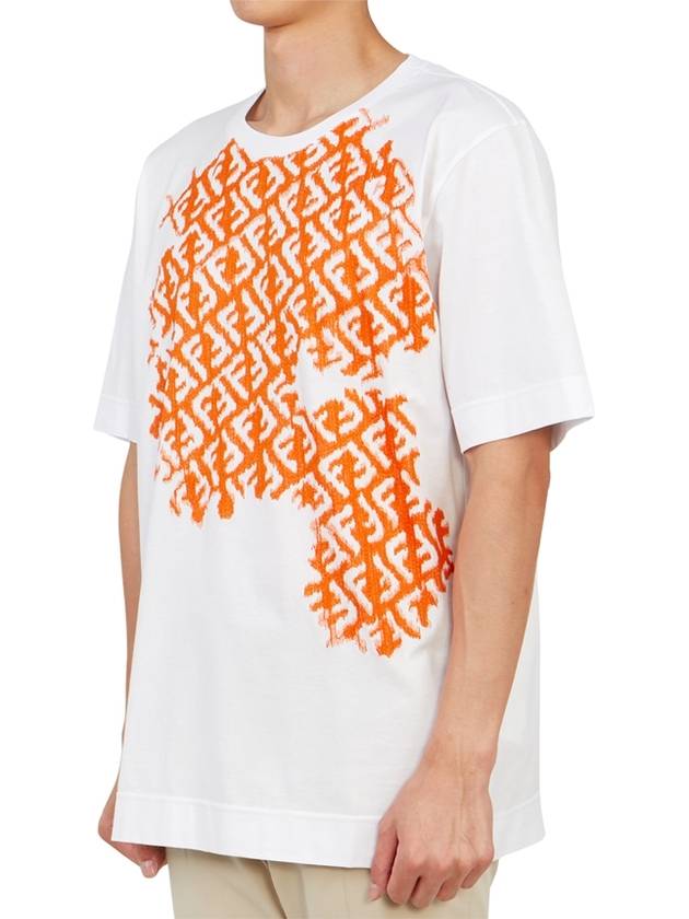 Luxury Fendi Embroidered FF Crew Neck Oversized Short Sleeve T-Shirt White