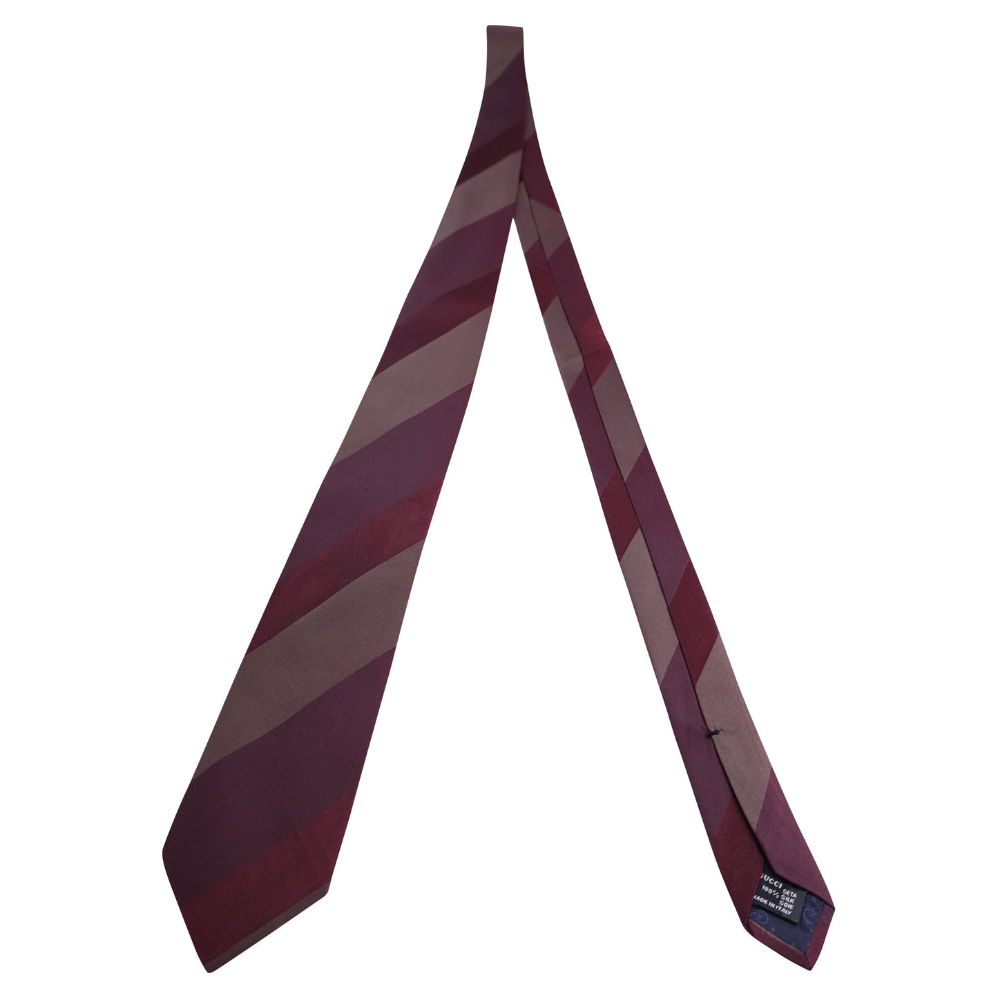Luxury Gucci Trending 2025 Asymmetrical Stripes Tie in Burgundy Red Silk