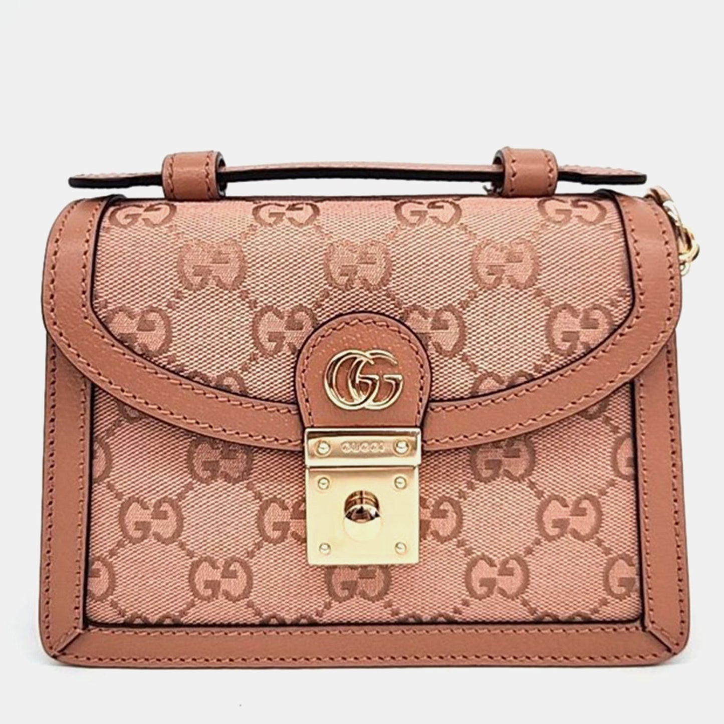 Luxury Gucci Trending 2025 Pink/Beige GG Canvas Mini Ophidia Shoulder Bag