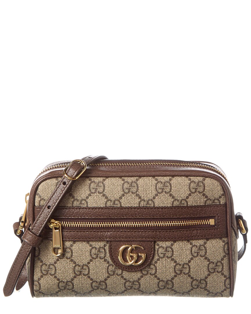 Luxury Gucci Trending 2025 Ophidia Mini GG Supreme Canvas & Leather Camera Bag, Brown