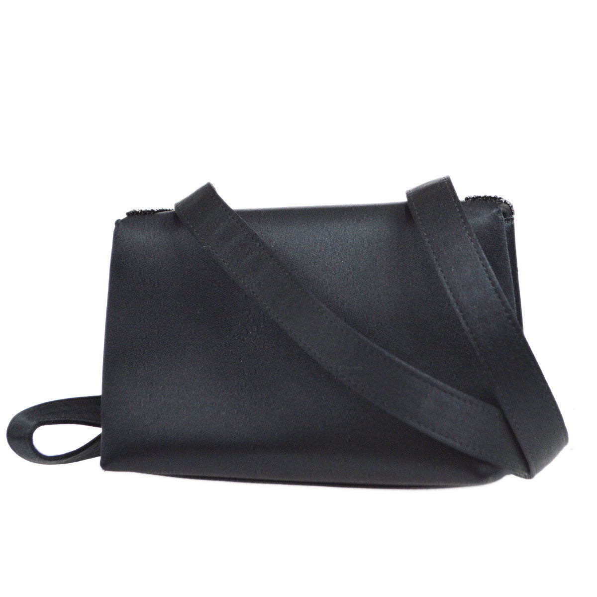 Luxury Chanel 1997-1999 Bead Shoulder Bag Black Satin
