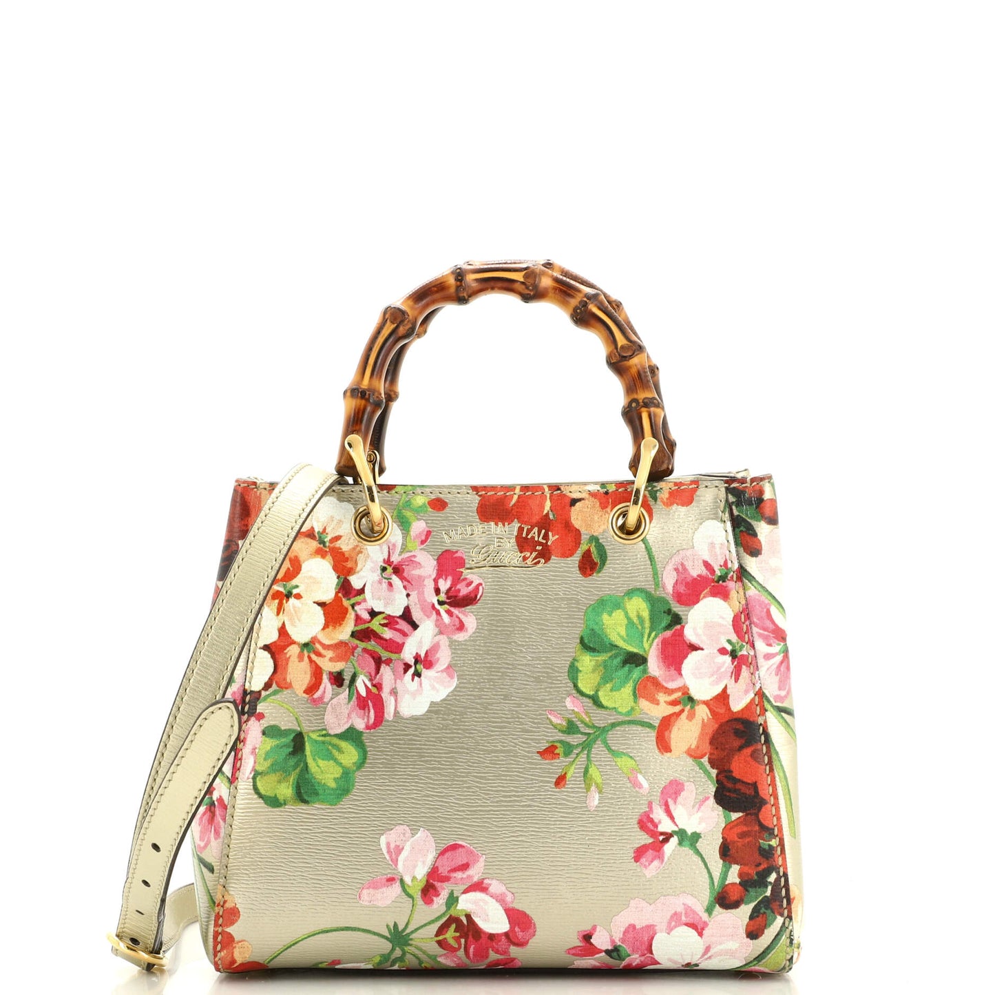Luxury Gucci Trending 2025 Bamboo Shopper Tote Blooms Print Leather Mini