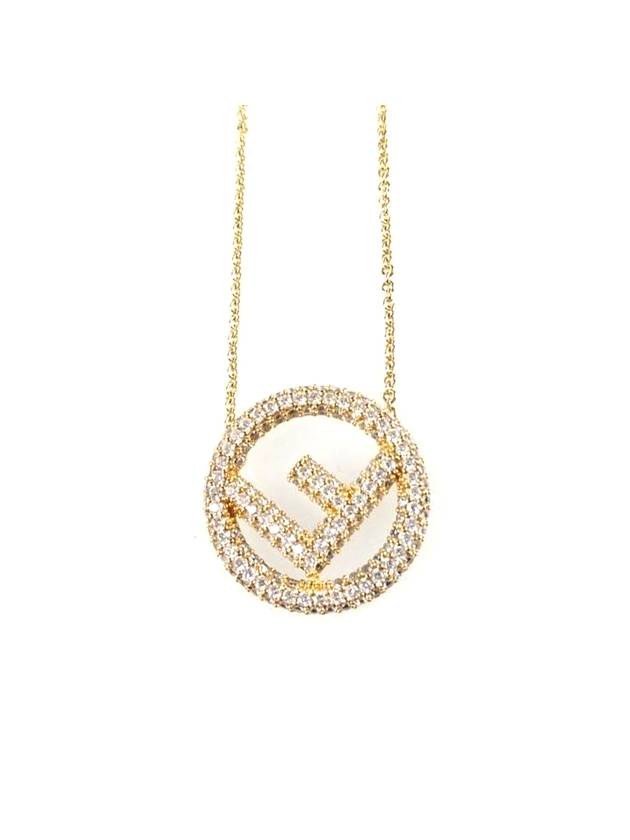 Luxury Fendi F Logo Pendant Necklace Gold
