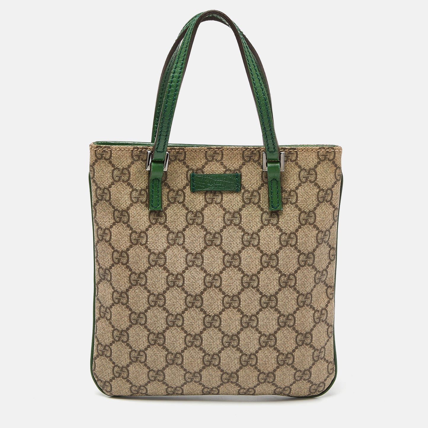 Luxury Gucci Trending 2025 Beige/Green GG Supreme Canvas and Leather Tote