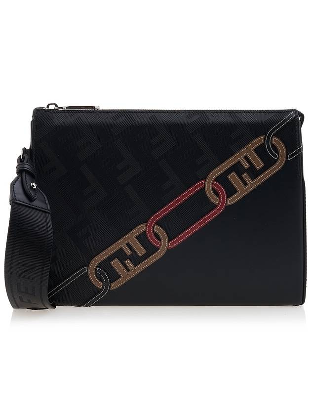 Luxury Fendi Men's O Lock FF Chain Print Clutch Bag Back