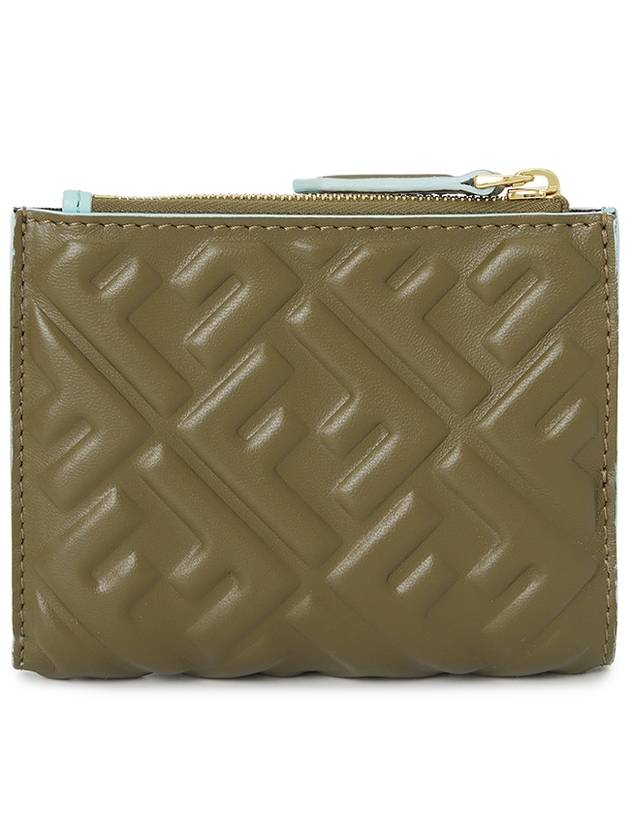 Luxury Fendi Slim Baguette Leather Half Wallet Green