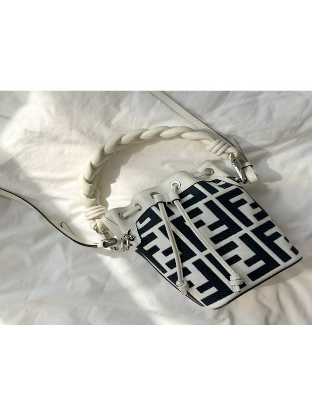 Luxury Fendi Montresor FF Mini Multi Bucket Bag White Black