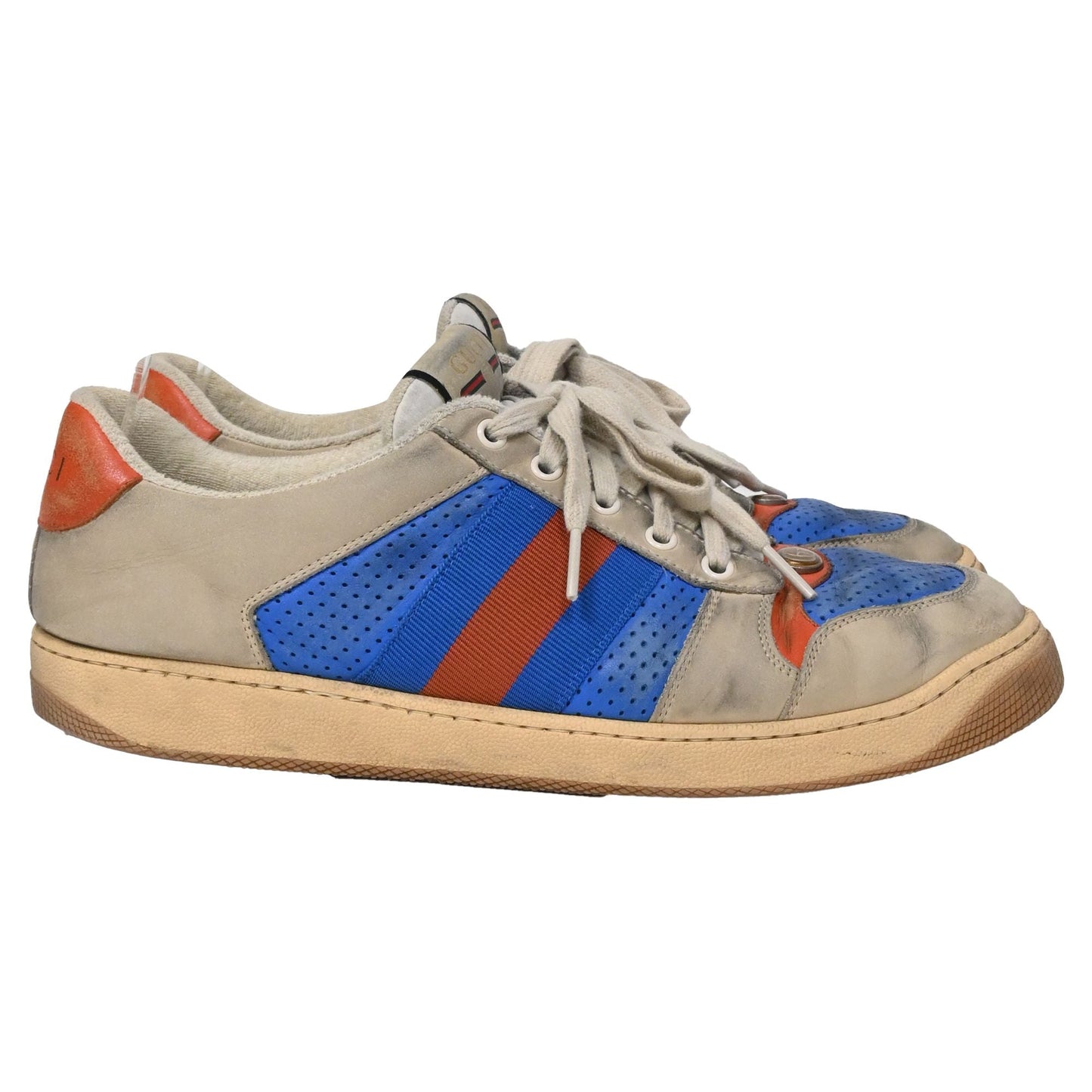 Gucci Screener Distressed Sneakers in Multicolor Leather