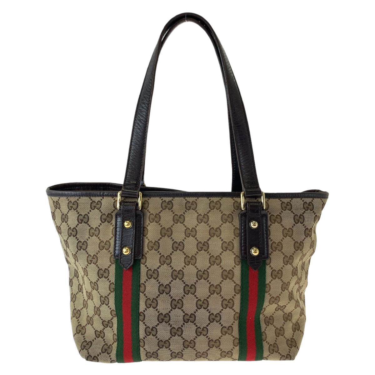 Luxury Gucci Trending 2025 GG Canvas Brown Red Gold Tote Shoulder Bag