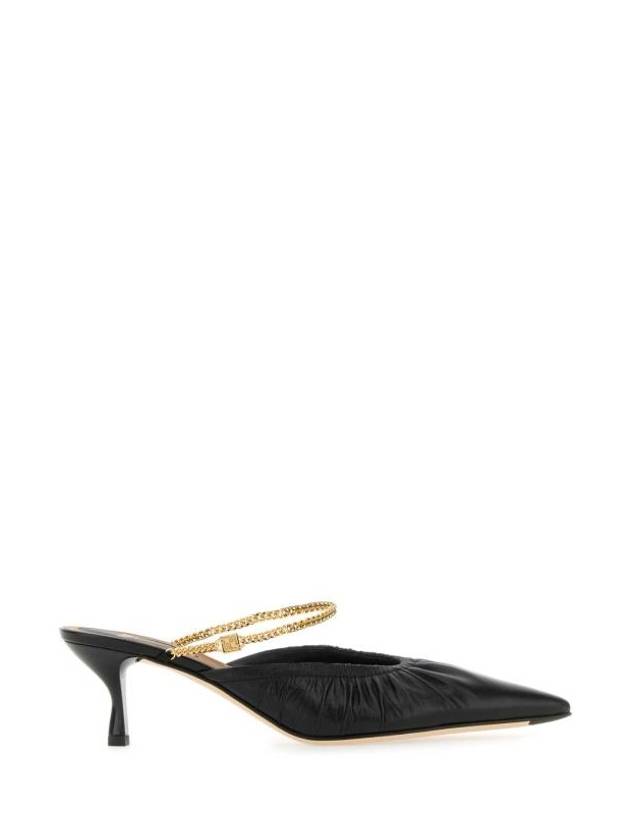 Luxury Fendi Colibri Lite Chain Ankle Strap Mule Heel Black