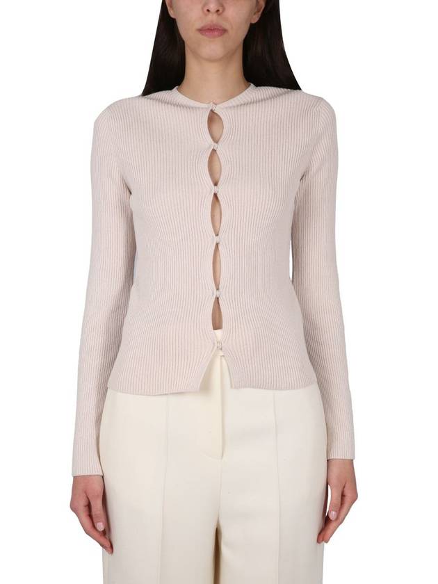 Luxury Fendi Cotton Blend Cardigan Beige