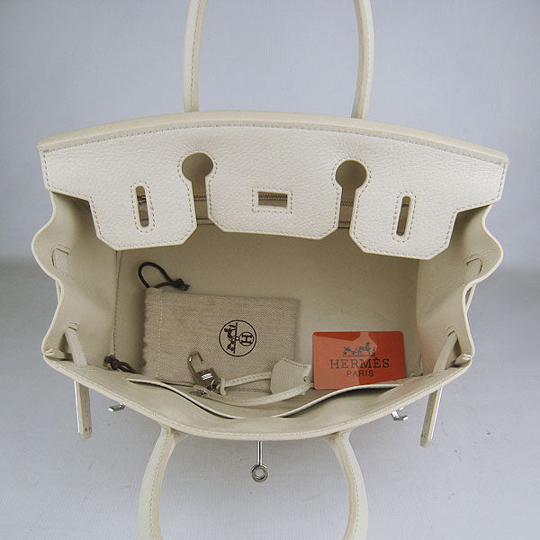 Luxury Hermes Birkin 30cm Togo leather Handbags beige silver