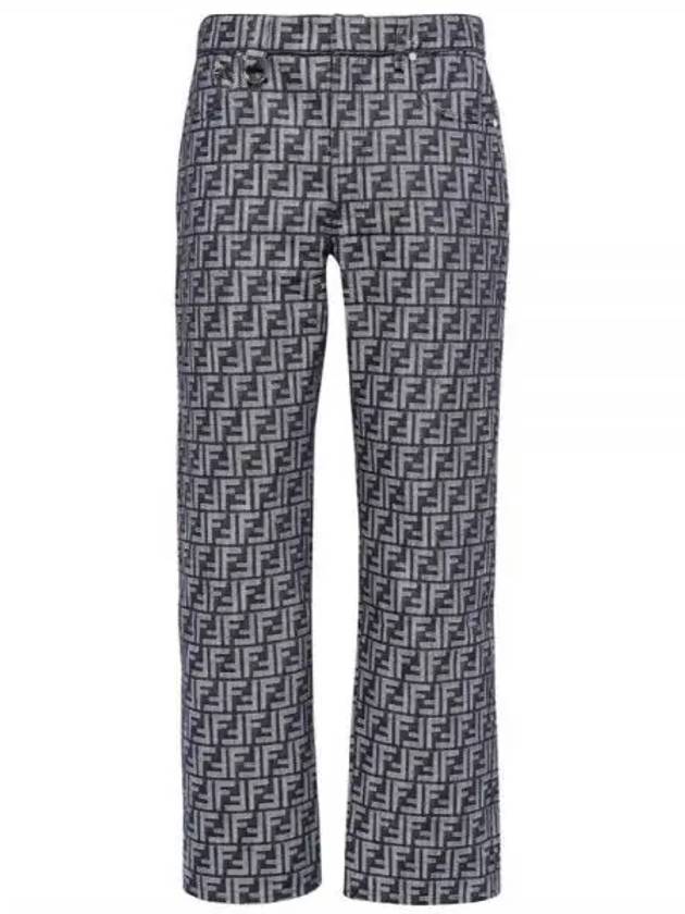 Luxury Fendi FF Detailed Straight Jeans Blue