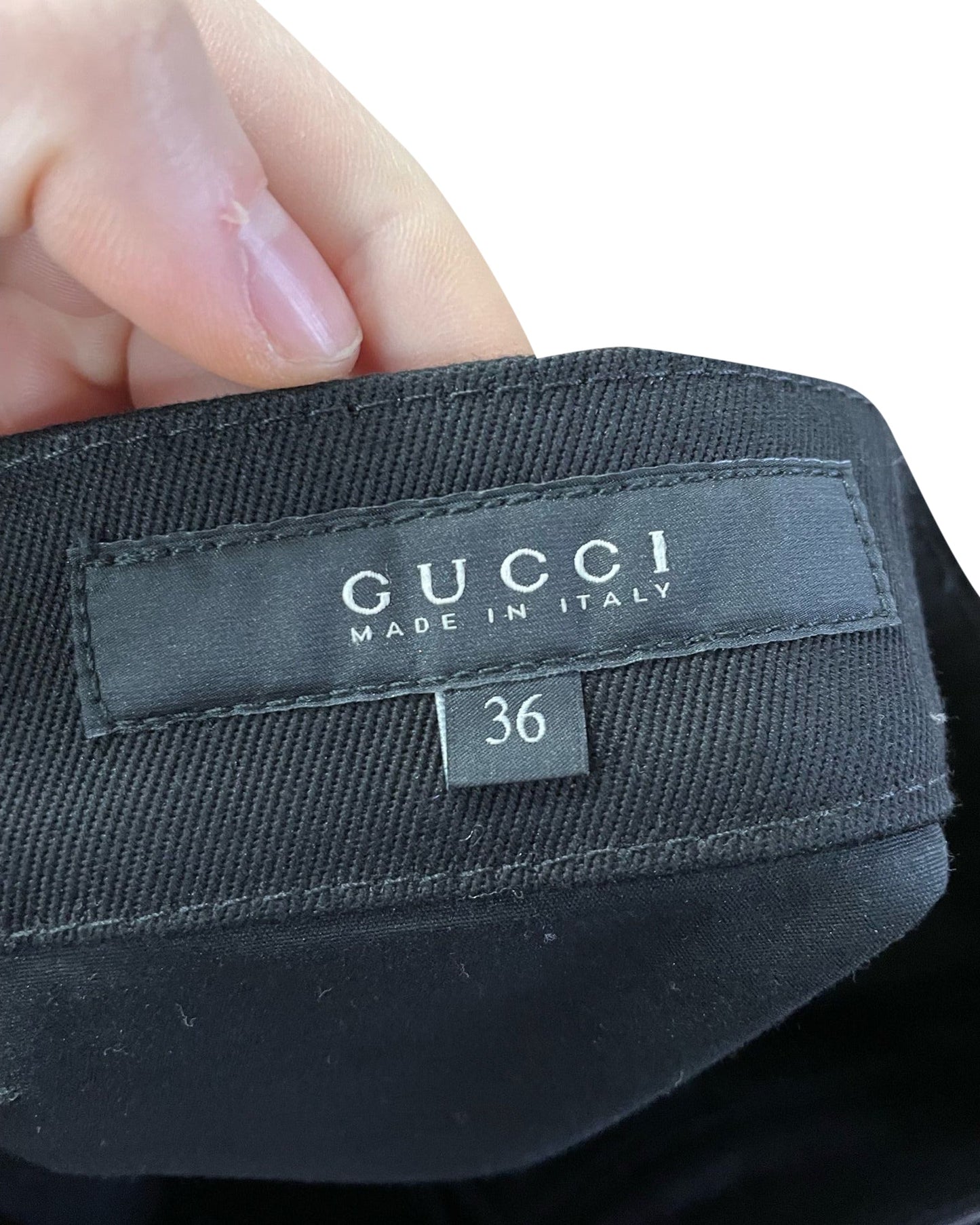 Luxury Gucci Trending 2025 Pencil Mini Skirt in Black Leather and Cotton