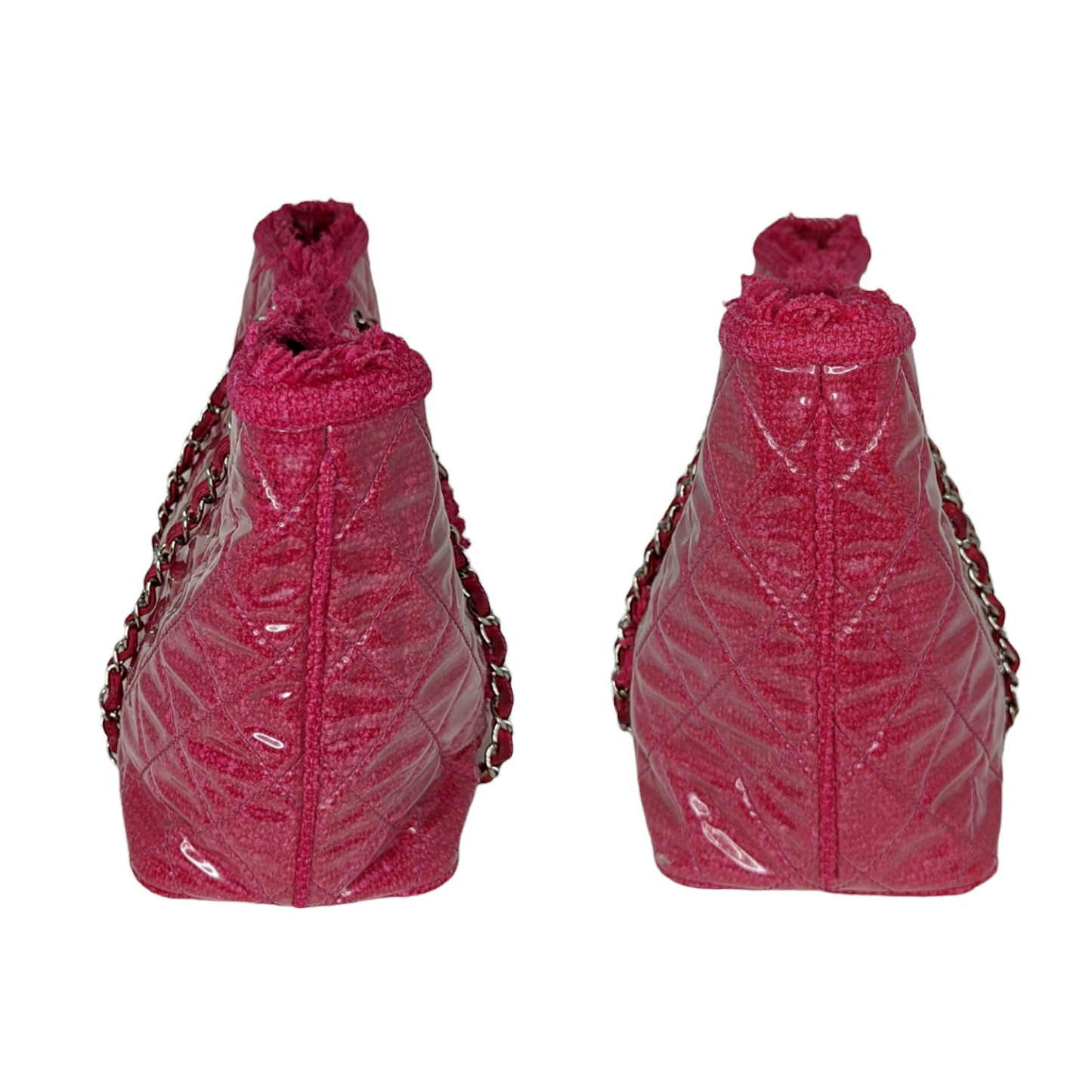 Luxury Chanel bag Vinyl Quilted Funny Tweed Tote Pink