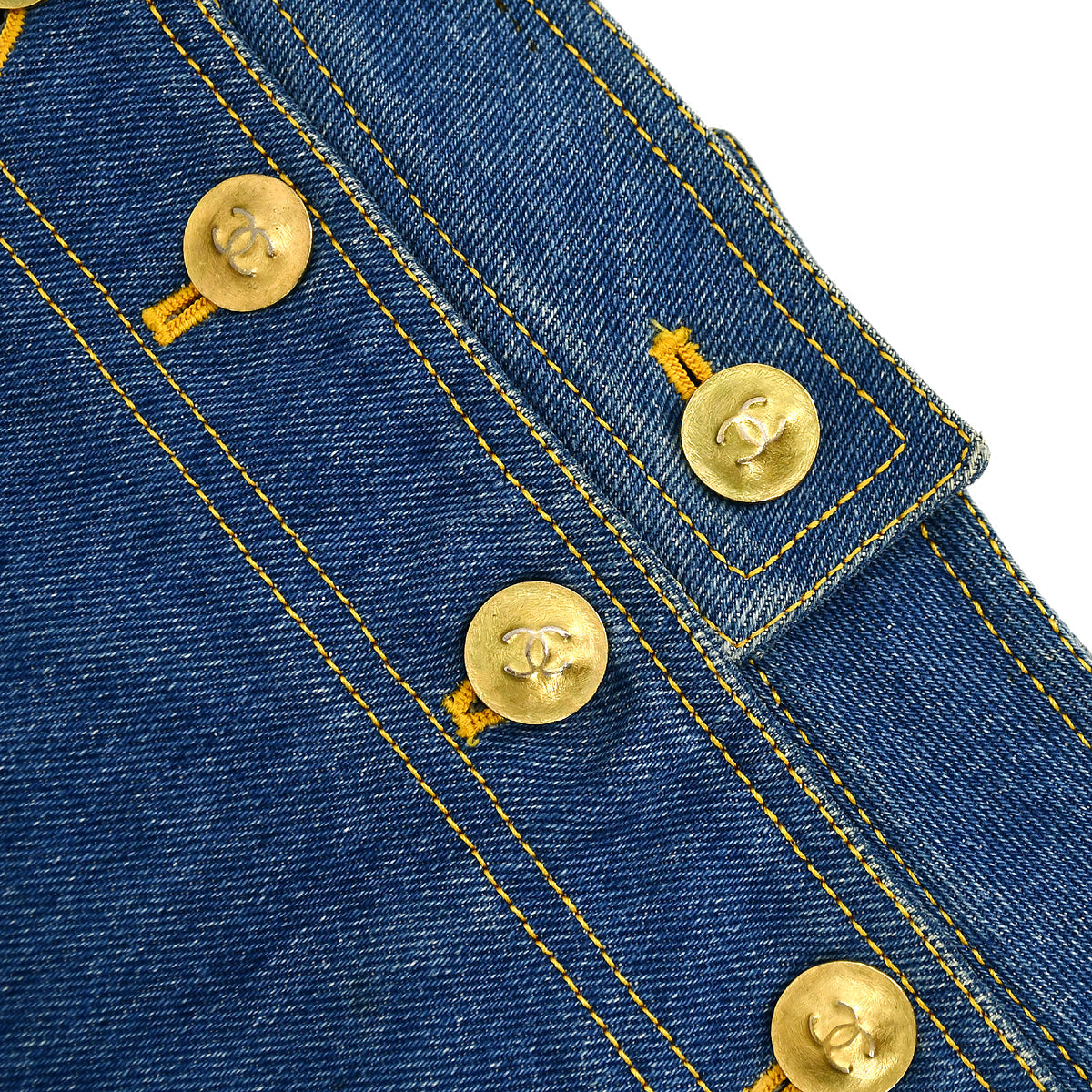 Luxury Chanel Spring 1994 CC button-embellished denim mini skirt #36