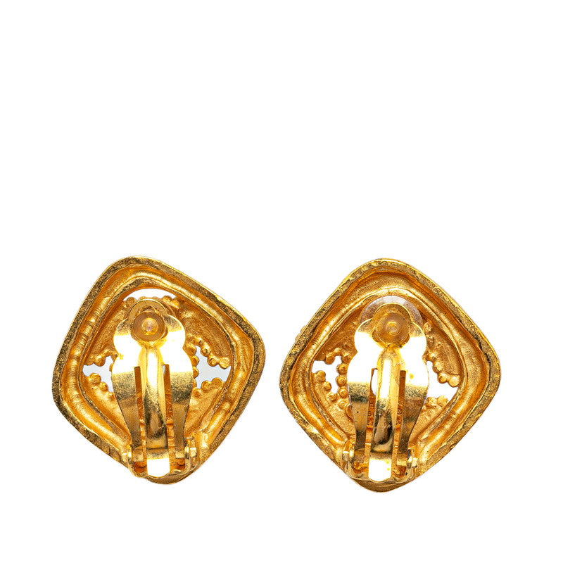 Chanel Vintage Coco Mark Rhombus Motif Clip-On Earrings