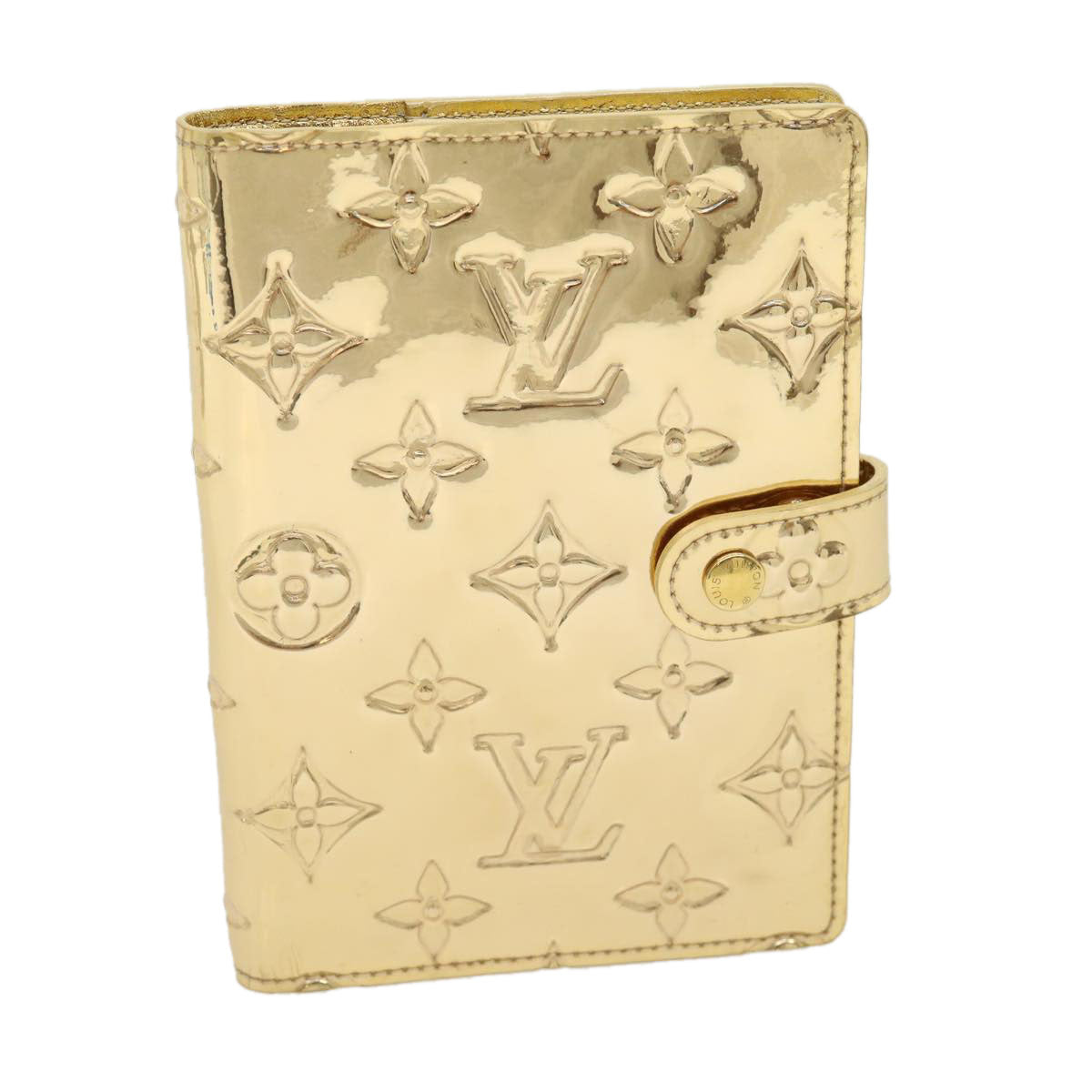 LOUIS VUITTON Monogram Miroir Agenda PM Day Planner Cover Gold R20962 LV 30087A
