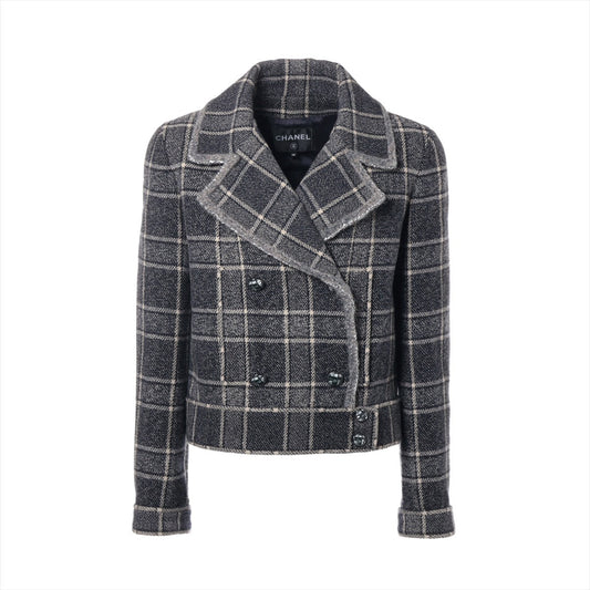 Chanel Coconut Button Wool x Camel Jacket 38  Grey P73124V64578 Check-in