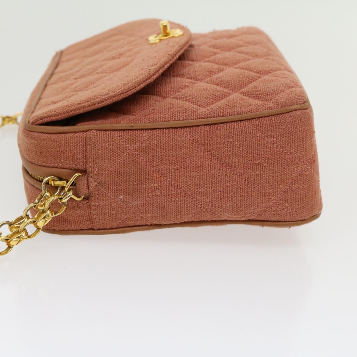Luxury Chanel Diana Turn Lock Chain Shoulder Bag Linen Fringe Pink CC  30153A