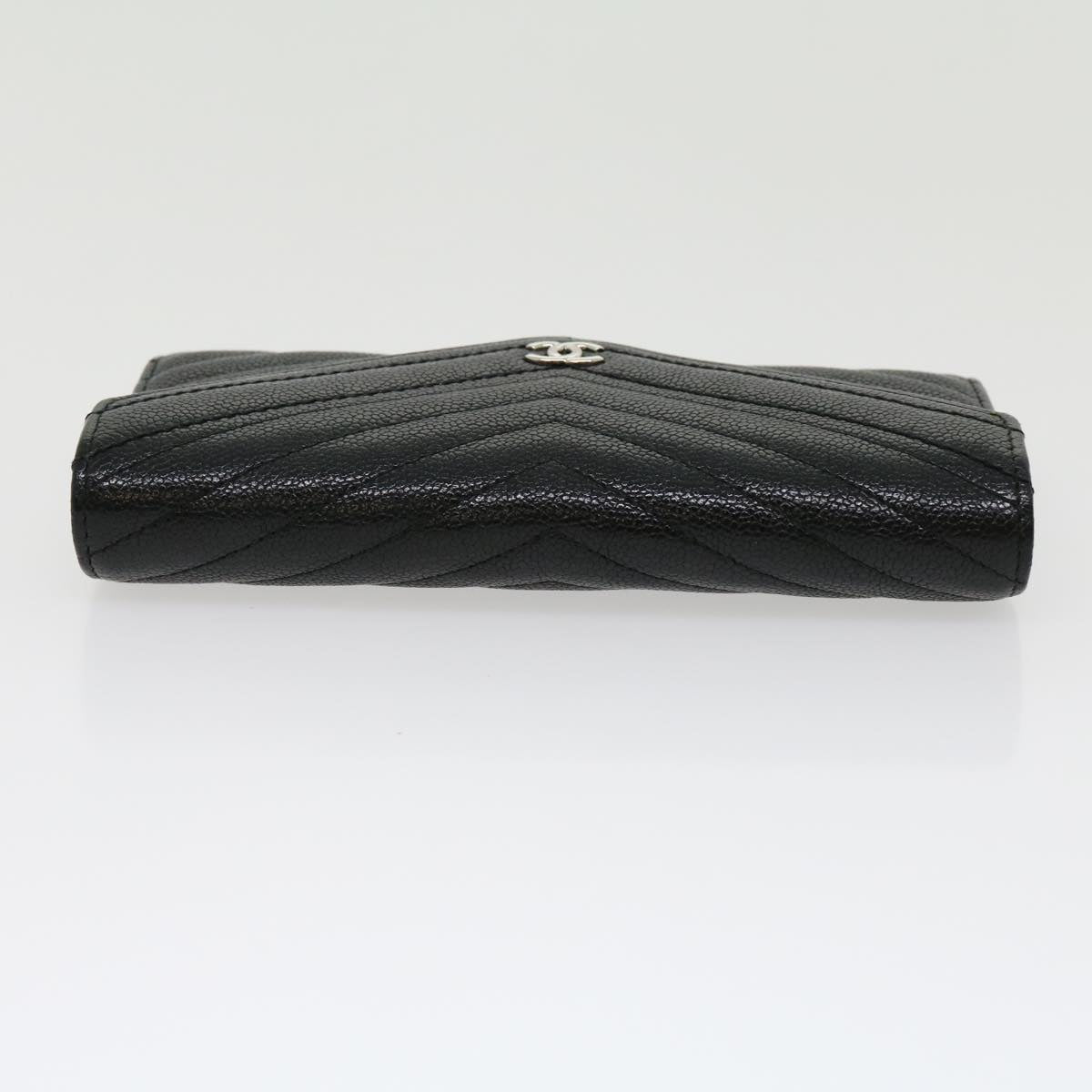 Luxury Chanel V stitch Long Wallet Caviar Skin Black CC  30285A