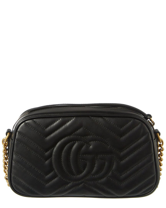 Luxury Gucci Trending 2025 GG Marmont Small Matelasse Leather Crossbody Camera Bag, Black