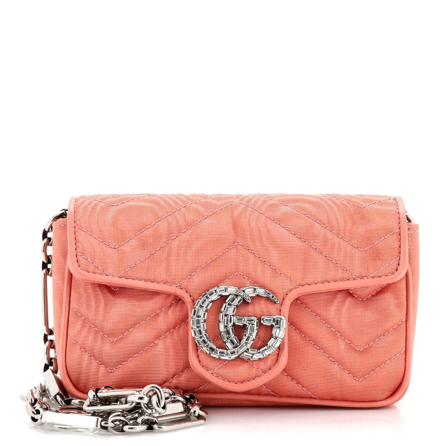 Luxury Gucci Trending 2025 Crystal GG Marmont Flap Belt Bag Matelasse Fabric